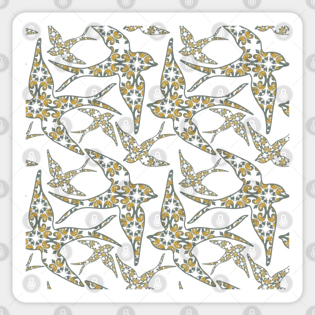 Spring little swallow birds seamless pattern. Sticker by AnaMOMarques